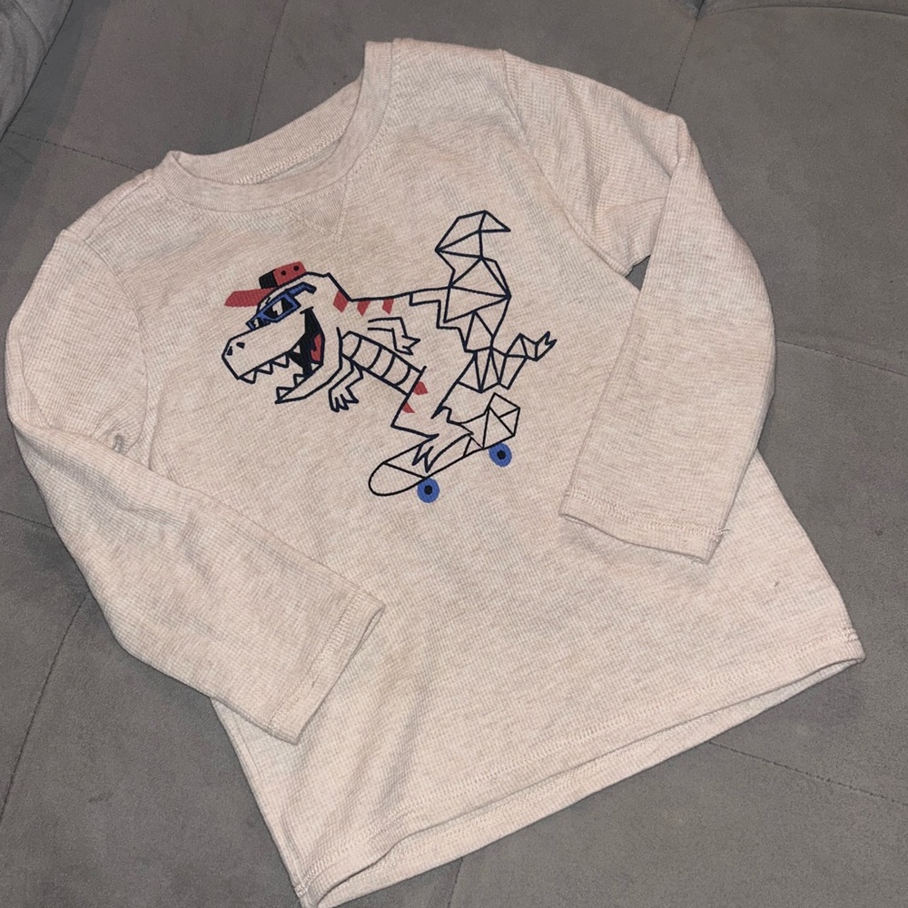 2 Kids Graphic Long Sleeve Shirts - Cream